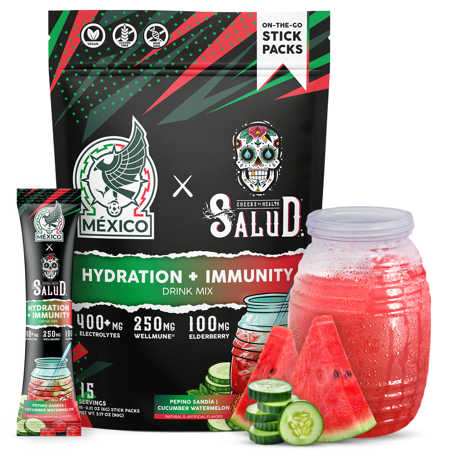 México x Salud Hydration + Immunity: Pepino Sandía | Cucumber Watermelon