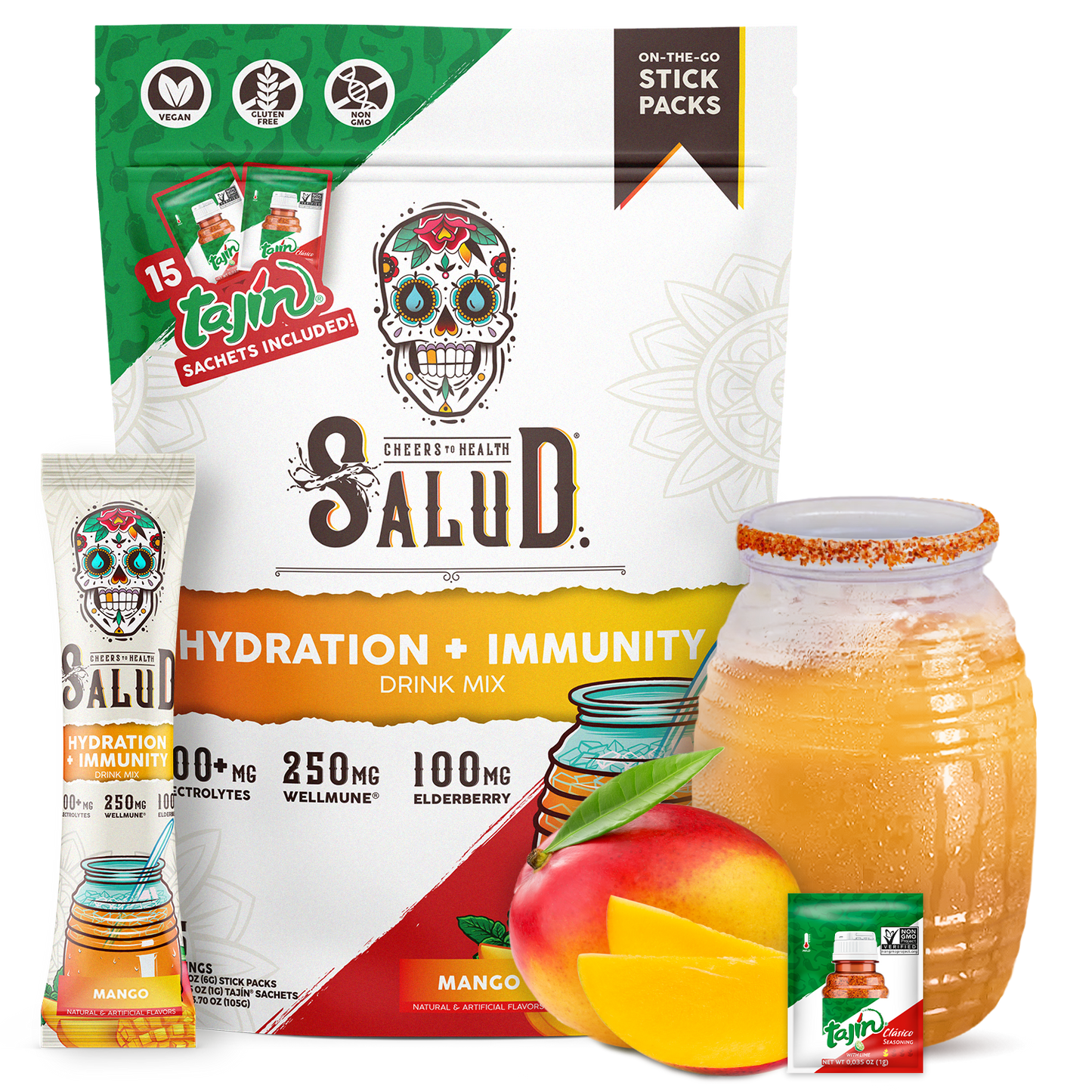 Hydration + Immunity: Salud x Tajín: Mango, 15 Servings